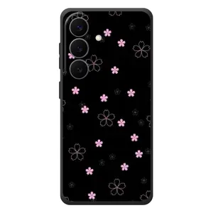 Чохол з розовим принтом для Samsung Galaxy S26 Plus (Рожеві квіти на чорному)
