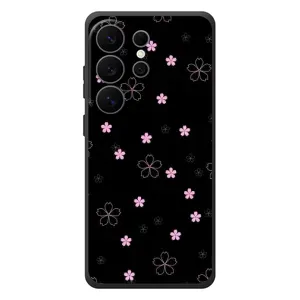 Чохол з розовим принтом для Samsung Galaxy S26 Ultra (Рожеві квіти на чорному)