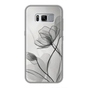 Чехол с цветочным принтом на Самсунг Галакси С8 Плюс G955 (Черные цветы)
