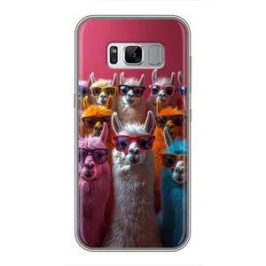 Чехол с принтом стильные животные для Самсунг Галакси С8 Плюс G955 (Ламы в очках)