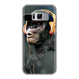 Чехол с Обезьянами Samsung Galaxy S8 Plus, G955 - (AlphaPrint) (В наушниках)