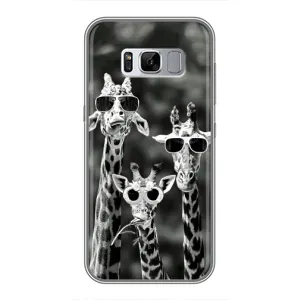 Силиконовый чехол с КАРТИНКАМИ лето для Samsung Galaxy S8, G950 (AlphaPrint) (Жирафы в очках)