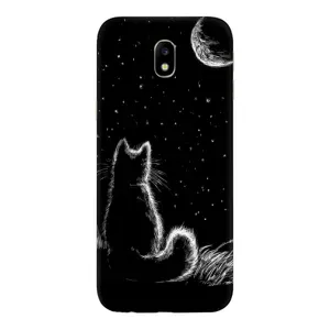 Чохол з принтом для Samsung Galaxy J7 2017 (J730F европейская версия) (AlphaPrint) Модні коти (Котик і місяць)