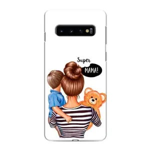 Чехол с печатью для Samsung Galaxy s10 Plus - (Мама с ребенком) (AlphaPrint) (Мама с сыном)