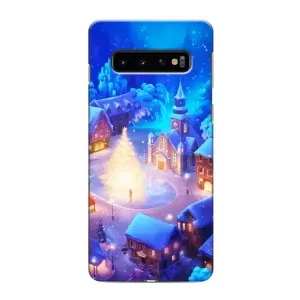 Рождественские Чехлы для Samsung Galaxy s10 Plus (VPrint) (Рождественский город)