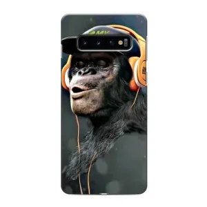 Чехол с Обезьянами Samsung Galaxy s10 Plus - (AlphaPrint) (В наушниках)