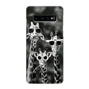 Силиконовый чехол с КАРТИНКАМИ лето для Samsung Galaxy s10 Plus (AlphaPrint) (Жирафы в очках)