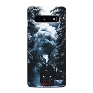 Новогодние, Праздничные Чехлы для Samsung Galaxy s10 Plus - 2024 год (Зимний поезд)
