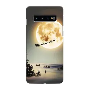 Новорічні, Святкові Чохли для Samsung Galaxy S10 - 2024 год (Санта на місяці)