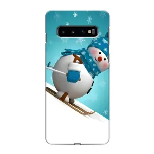 Новорічні Чохли для Самсунґ Ґелексі S10 (VPrint) (Сніговик на лижах)