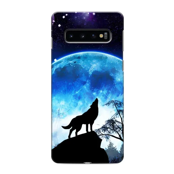 Чохол з принтом «Вовк на місяць» для Samsung Galaxy S10