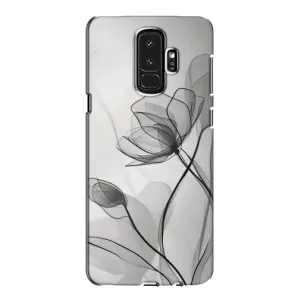 Чехол с цветочным принтом на Самсунг Галакси S9 Плюс (Черные цветы)