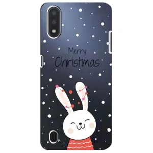Зимні Чохли для Samsung Galaxy M01 Core (A013F) - прозорий фон (Різдвяний заєць)