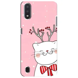 Новорічні Чохли для Samsung Galaxy M01 Core (A013F) (VPrint) (Зимовий кіт)