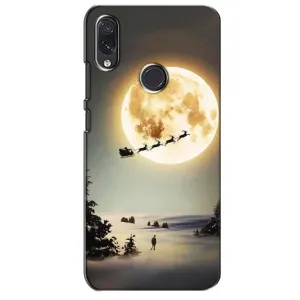 Новогодние, Праздничные Чехлы для Sansung Galaxy M10s - 2024 год (Санта на луне)