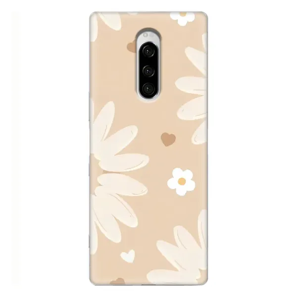 Чохол з принтом «Бежеві квіти» для Sony Xperia 1