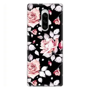 Чохли з квітами для Sony Xperia 1 (VPrint) (Квіти на чорному)
