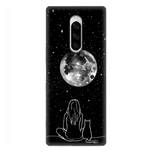 Чохол з принтом «Дівчина з котом» для Sony Xperia 1 Чохол з принтом «Дівчина з котом» для Sony Xperia 1