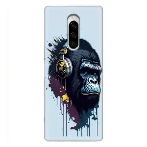Чехол с Обезьянами Sony Xperia 1 - (AlphaPrint) (Горилла в наушниках)