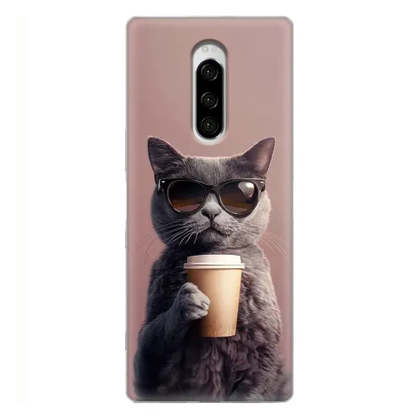 Чехол с принтом «Кот с кофе» для Sony Xperia 1