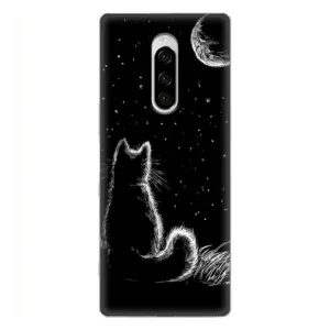 Чохол з принтом для Sony Xperia 1 (AlphaPrint) Модні коти (Котик і місяць)
