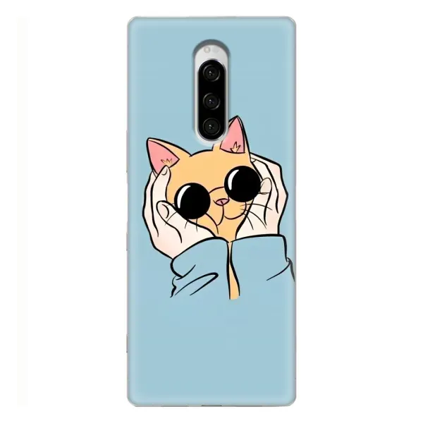 Чехол с принтом «Котик в очках» для Sony Xperia 1 Чехол с принтом «Котик в очках» для Sony Xperia 1