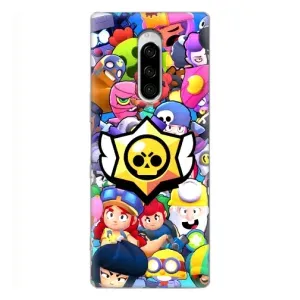 Чехол для Sony Xperia 1 Бравл Старс (VPrint) (Лого Brawl Stars)