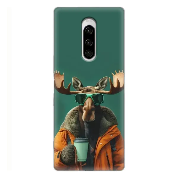 Чехол с принтом «Лось с кофе» для Sony Xperia 1