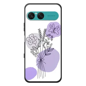 Силиконовый чехол с принтом в цветах на Sony Xperia 10 VII (Букет фиолетовая абстракция)