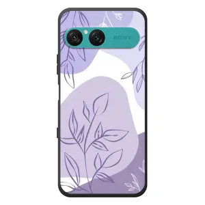 Силиконовый чехол с принтом в цветах на Sony Xperia 10 VII (Фиолетовые листья абстракция)