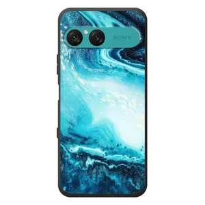 Мраморный чехол на Sony Xperia 10 VII (VPrint) (Голубой мрамор)