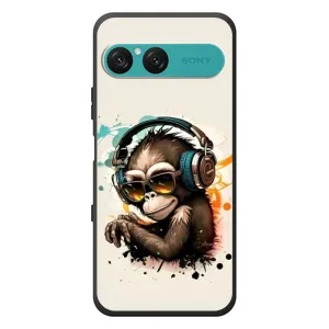 Чехол с Обезьянами Sony Xperia 10 VII - (AlphaPrint) (Макака в наушниках)