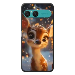 Яркий чехол для Sony Xperia 10 VII с Зимними Оленятами (Олененок среди гирлянд)