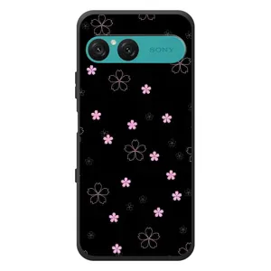 Чохол з розовим принтом для Sony Xperia 10 VII (Рожеві квіти на чорному)