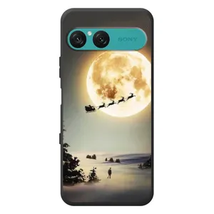 Новогодние, Праздничные Чехлы для Sony Xperia 10 VII - 2024 год (Санта на луне)