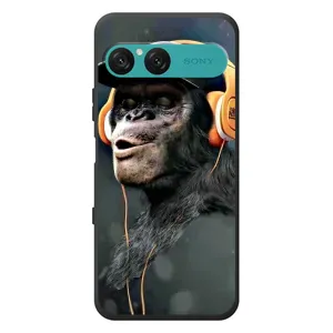 Чехол с Обезьянами Sony Xperia 10 VII - (AlphaPrint) (В наушниках)