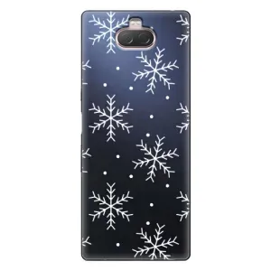 Зимні Чохли для Sony Xperia 10 - прозорий фон (Білі сніжинки)