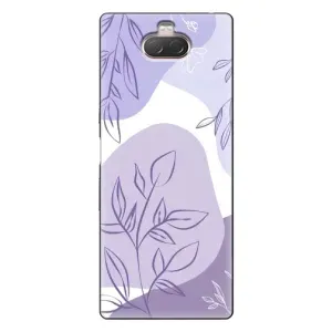 Силиконовый чехол с принтом в цветах на Sony Xperia 10 (Фиолетовые листья абстракция)