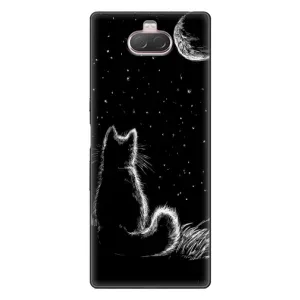 Чехол с принтом для Sony Xperia 10 (AlphaPrint) Модные коты (Котик и луна)