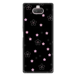 Чехол с розовым рисунком для Sony Xperia 10 (Розовые цветы на черном)