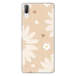 Чохол з квітковим принтом на Sony Xperia L3 (Бежеві квіти)