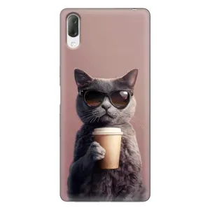 Чохол з принтом «Кіт з кавою» для Sony Xperia L3