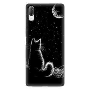 Чохол з принтом для Sony Xperia L3 (AlphaPrint) Модні коти (Котик і місяць)