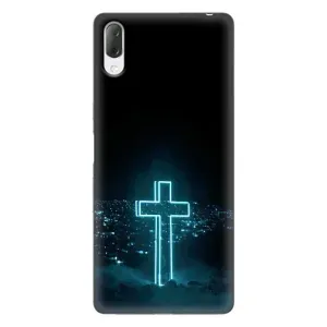 Чехол для Sony Xperia L3 (AlphaPrint) - (Христианские) (Крест и город)