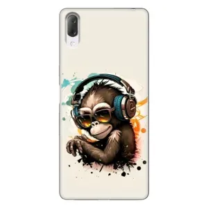 Чехол с Обезьянами Sony Xperia L3 - (AlphaPrint) (Макака в наушниках)