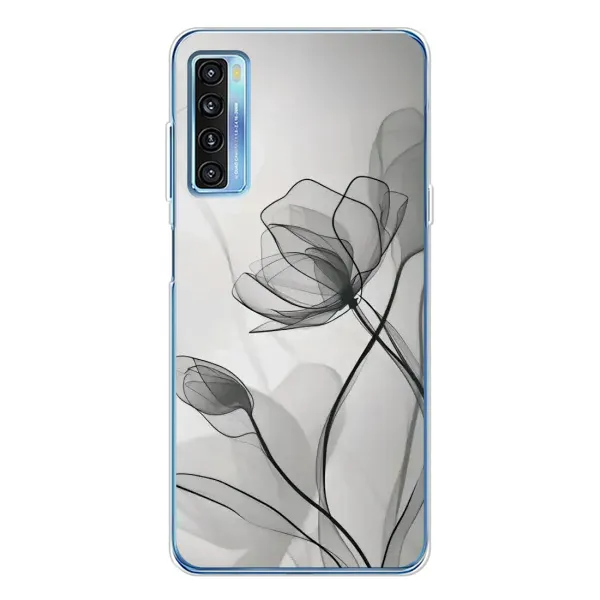 Чехол с принтом «Черные цветы» для TCL 20L Plus