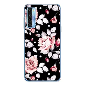Чехлы с Цветами для TCL 20L Plus (VPrint) (Цветочки на черном)