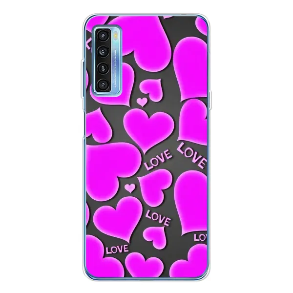 Чохол з принтом «Pink hearts» для TCL 20L Plus