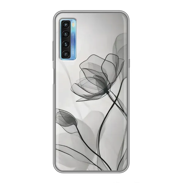 Чохол з принтом «Чорні квіти» для TCL 20L Чохол з принтом «Чорні квіти» для TCL 20L