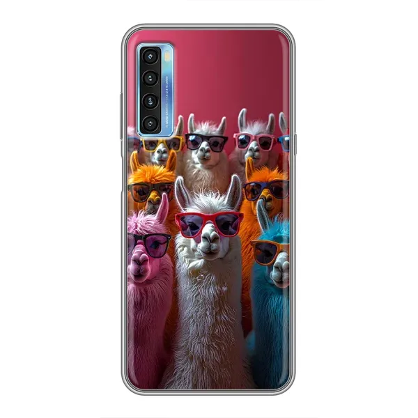 Чехол с принтом «Ламы в очках» для TCL 20L